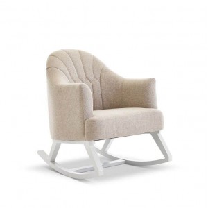 Obaby Rocking Chair Round Back White Oatmeal Cushion