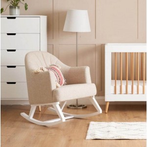 Obaby Rocking Chair Round Back White Oatmeal Cushion