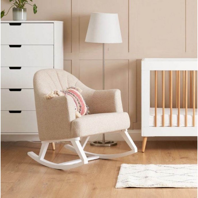Obaby Rocking Chair Round Back White Oatmeal Cushion Obaby Rocking Chair Round Back White Oatmeal Cushion