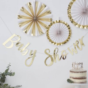 Baby Shower Banner Gold 