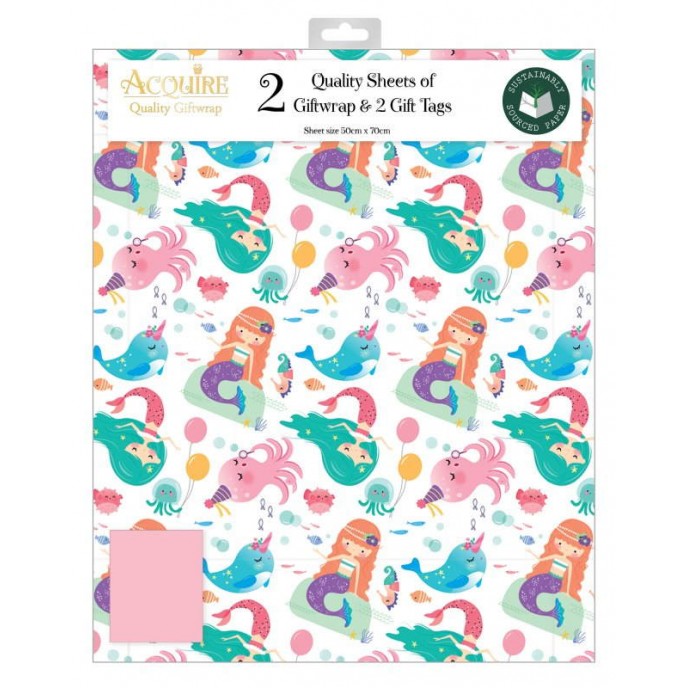 Wrapping Paper Sheets and Gift Tags Under the Sea