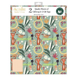 Wrapping Paper Sheets and Gift Tags Safari