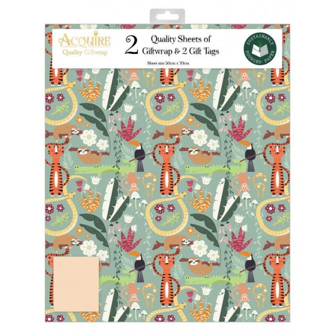 Wrapping Paper Sheets and Gift Tags Safari