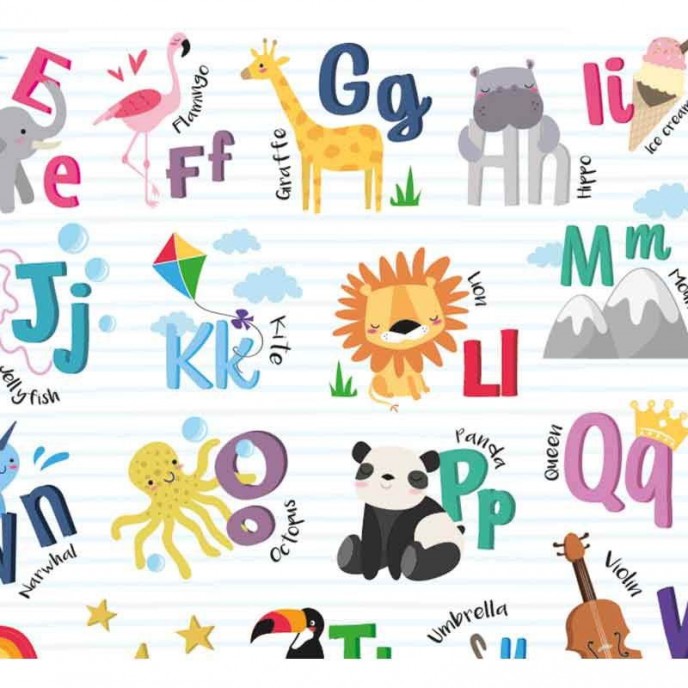 Wrapping Paper Sheet 70x50cm Animals ABC