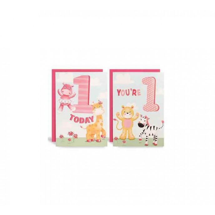 Card Birthday 1 Today Animals Girl Card Birthday 1 Today Animals Girl