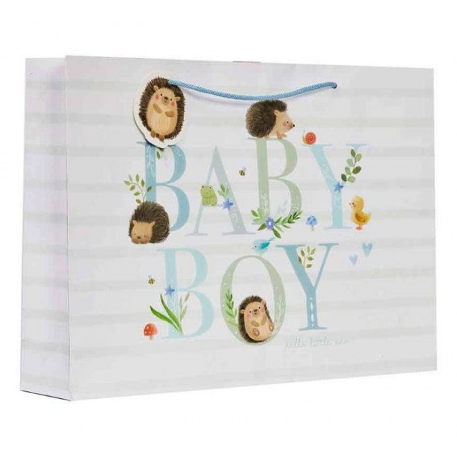 Gift Bag Hedgehog Baby Boy Medium Shopper