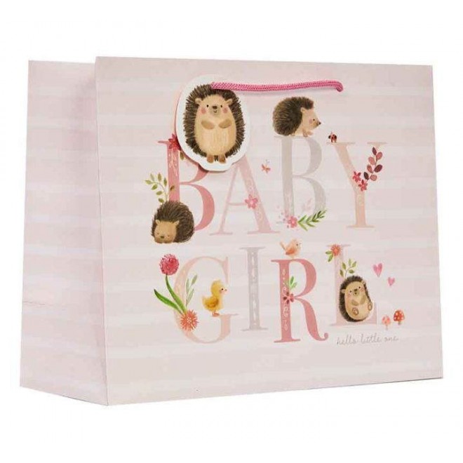 Gift Bag Hedgehog Baby Girl Medium Shopper