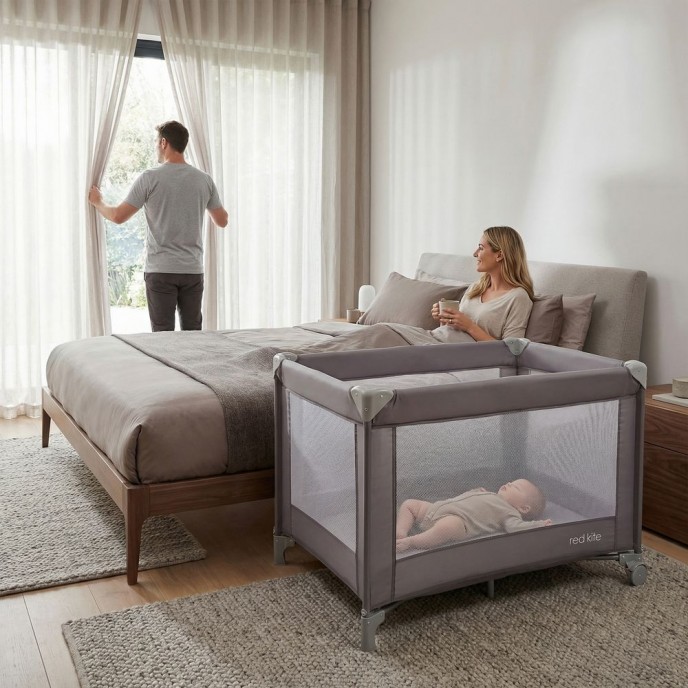 Red Kite Travel Cot Sleep Tight Grey Red Kite Travel Cot Sleep Tight Grey