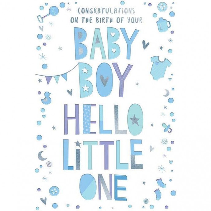 Card Hello Little One Baby Boy
