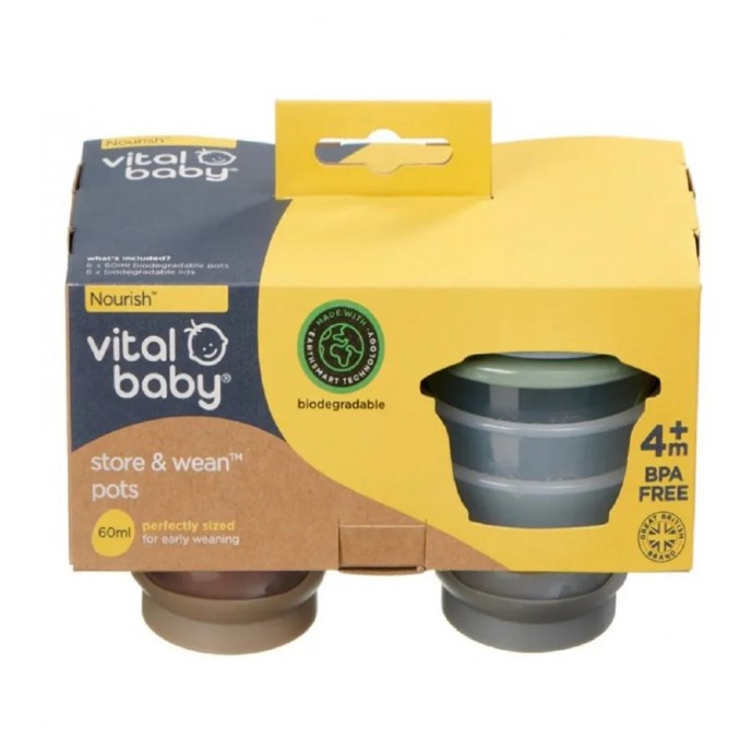 Vital Baby Store and Wean Pots 60ml 6pk Vital Baby Store and Wean Pots 60ml 6pk