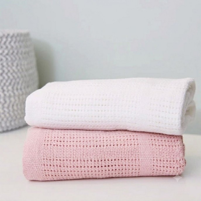 Baby Elegance Cellular Blanket 2pk Pink White