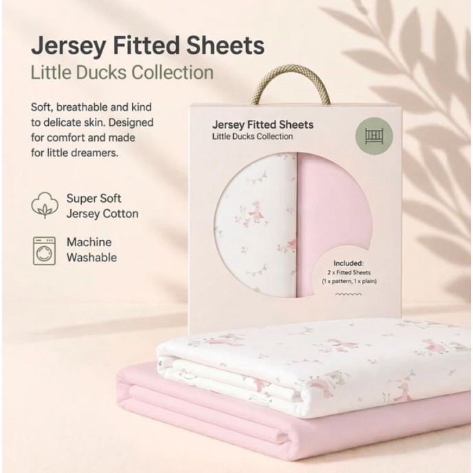 Baby Elegance Fitted Sheets Cotbed 2pk Little Ducks