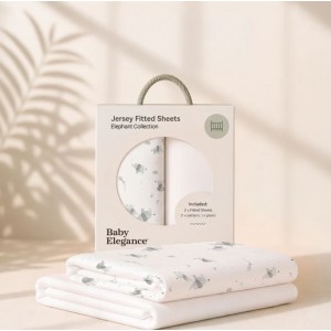 Baby Elegance Fitted Sheets Cot 2pk 60x120cm Elephants