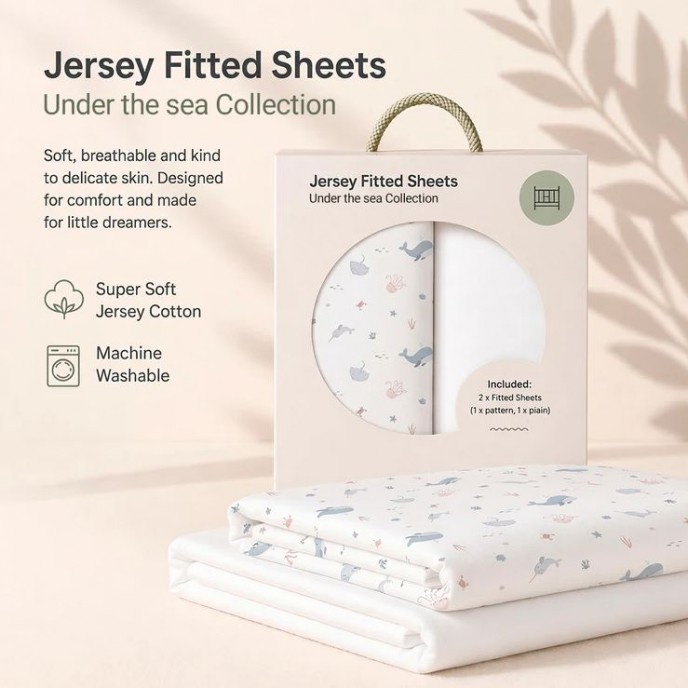 Baby Elegance Fitted Sheets Crib 2pk Sea Baby Elegance Fitted Sheets Crib 2pk Sea