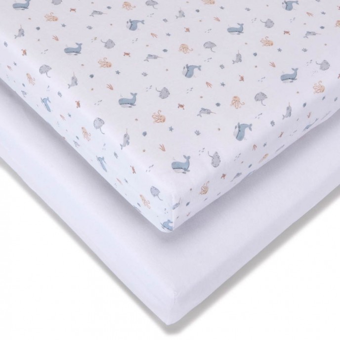Baby Elegance Fitted Sheets Crib 2pk Sea