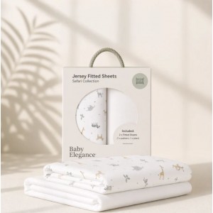 Baby Elegance Fitted Sheets Travel Cot/Co-Sleeper 2pk 70x100cm Safari