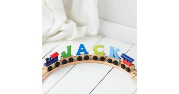 Baby name online train wooden