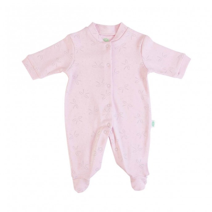 Babygrow Cotton Pink Silver Bow 0m