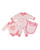 Newborn Set Organic Cotton 3pc Pink Cat 0m