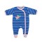 Babygrow Organic Velour Blue Striped Flower 0m Babygrow Organic Velour Blue Striped Flower 0m