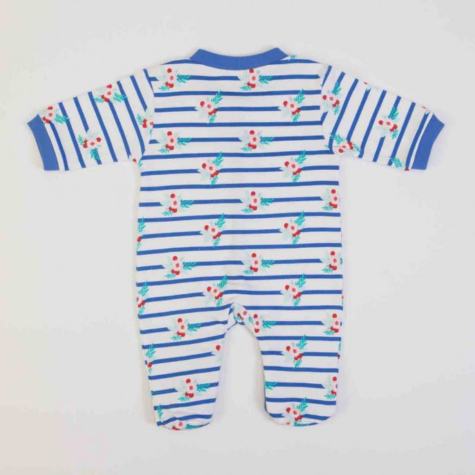 Babygrow Organic Cotton Blue Striped Flower 0m