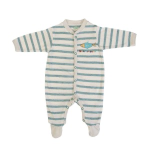 Babygrow Organic Cotton Teal Stripe Fish 0m Babygrow Organic Cotton Teal Stripe Fish 0m