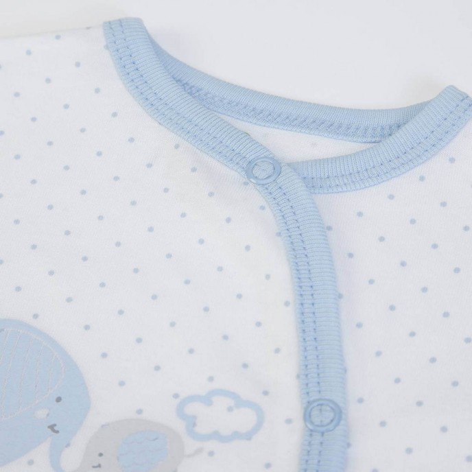 Babygrow Cotton Blue Trim Love You Mum & Dad 1m