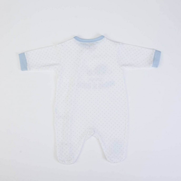 Babygrow Cotton Blue Trim Love You Mum & Dad 1m