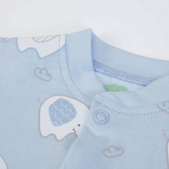 Babygrow Cotton Light Blue Elephant 0m Babygrow Cotton Light Blue Elephant 0m