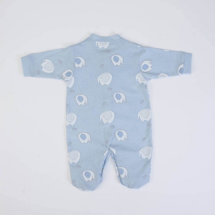 Babygrow Cotton Light Blue Elephant 0m Babygrow Cotton Light Blue Elephant 0m