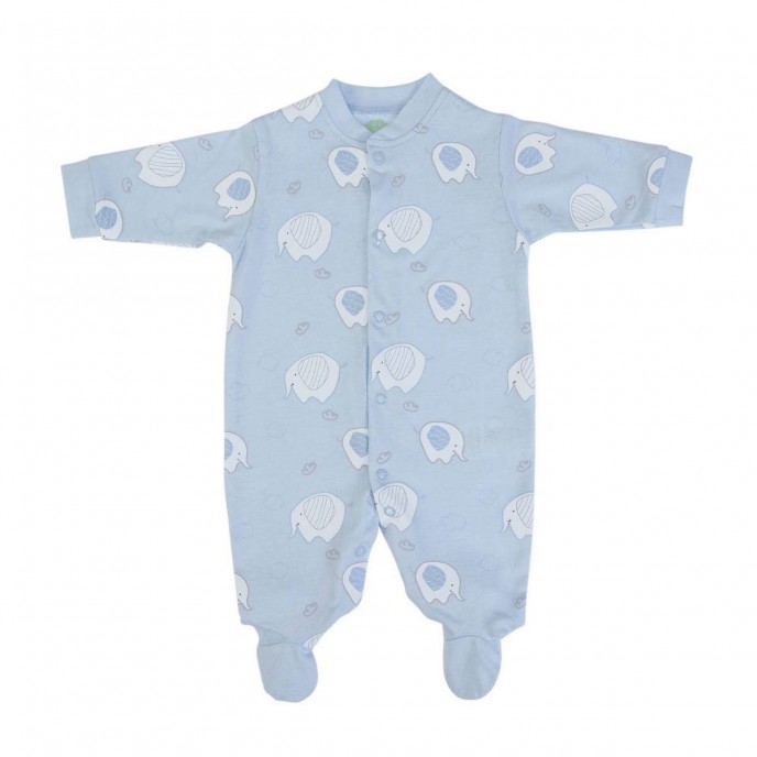 Babygrow Cotton Light Blue Elephant 0m