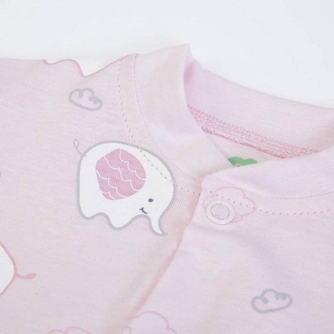 Babygrow Cotton Pink Elephants 0m