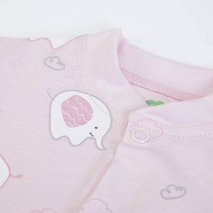Babygrow Cotton Pink Elephants 0m Babygrow Cotton Pink Elephants 0m