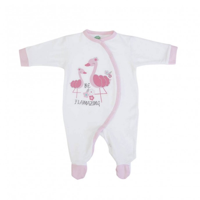 Babygrow Cotton Pink Trim Flamazing 0m