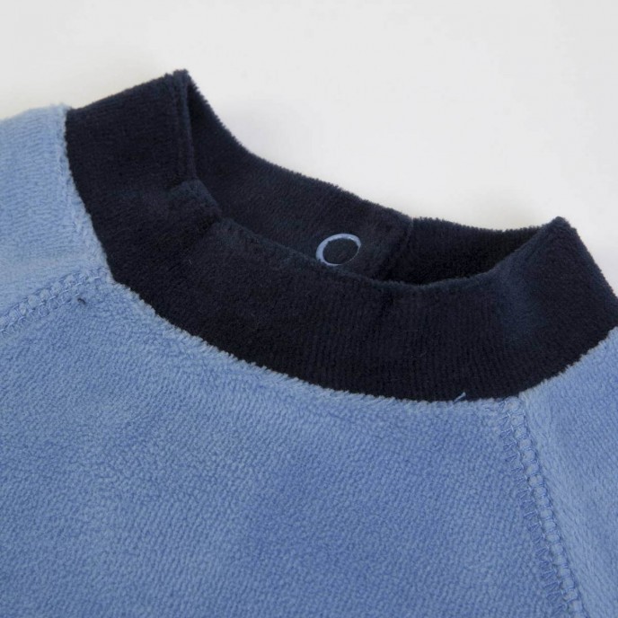 Babygrow Organic Velour Blue Dino Rawr 0m Babygrow Organic Velour Blue Dino Rawr 0m