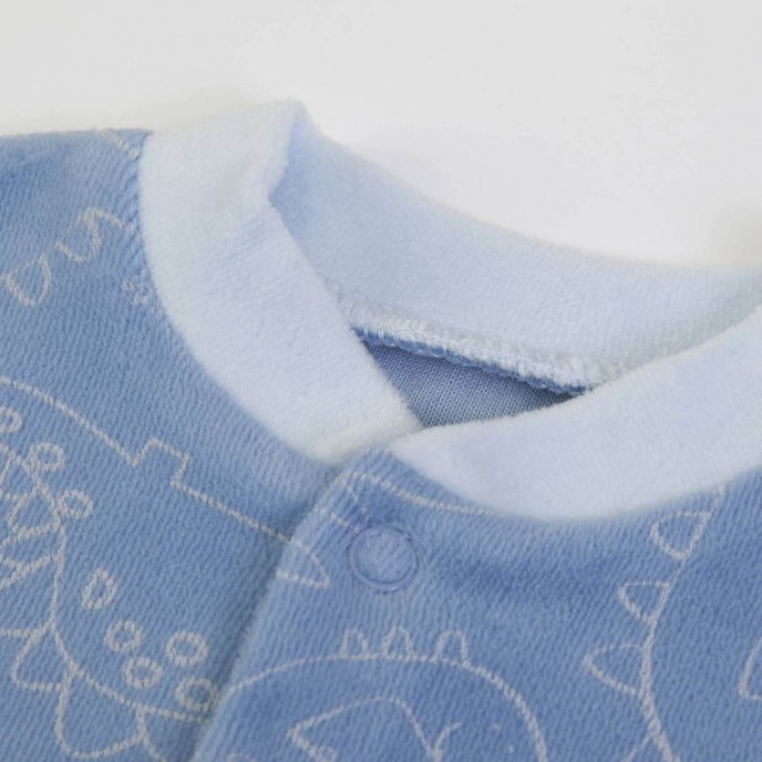 Babygrow Organic Velour Blue Dino 1m Babygrow Organic Velour Blue Dino 1m