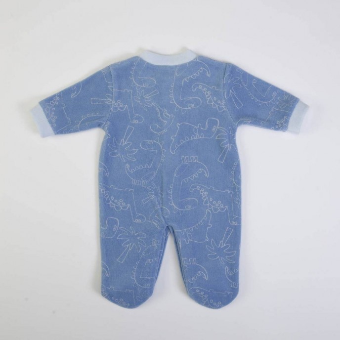 Babygrow Organic Velour Blue Dino 1m Babygrow Organic Velour Blue Dino 1m