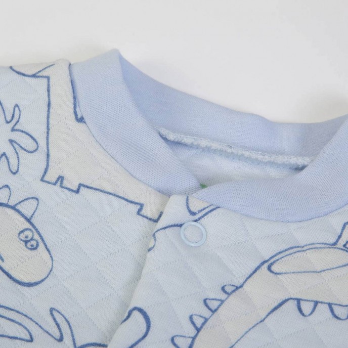 Babygrow Organic Cotton Padded Blue Dino 0m Babygrow Organic Cotton Padded Blue Dino 0m