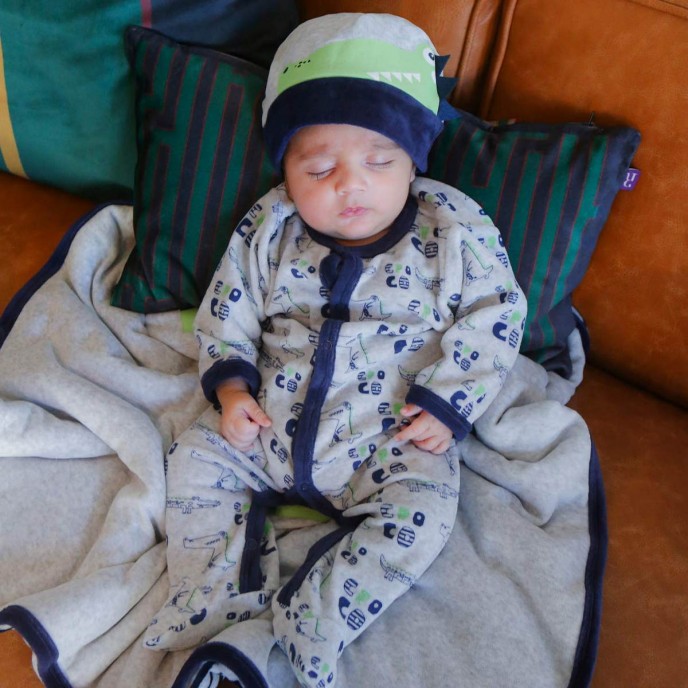 Babygrow Velour Navy Croc 0m Babygrow Velour Navy Croc 0m