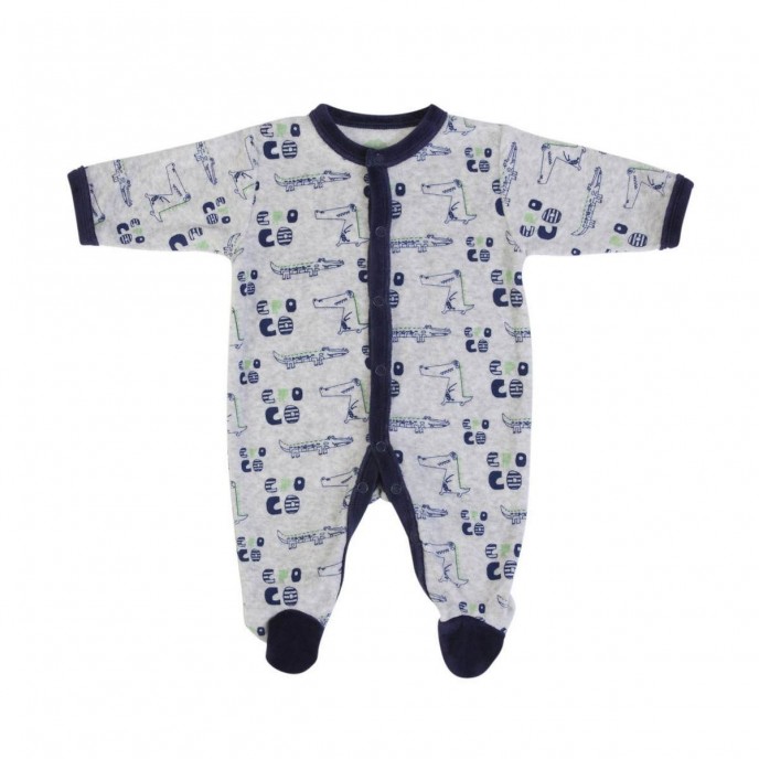 Babygrow Velour Navy Croc 0m