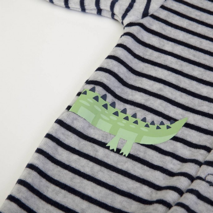 Babygrow Velour Navy Stripe Croc 1m Babygrow Velour Navy Stripe Croc 1m