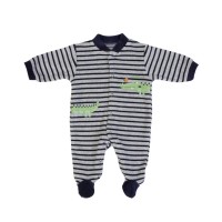 Babygrow Velour Navy Stripe Croc 1m