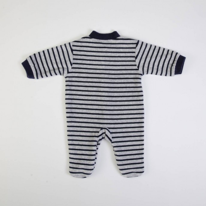 Babygrow Velour Navy Stripe Croc 1m Babygrow Velour Navy Stripe Croc 1m