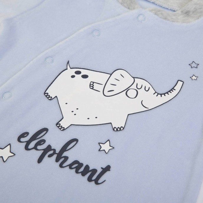 Babygrow Velour Blue Elephant 0m Babygrow Velour Blue Elephant 0m