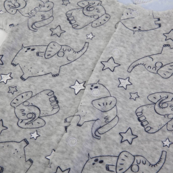 Babygrow Velour Grey Elephant 1m Babygrow Velour Grey Elephant 1m
