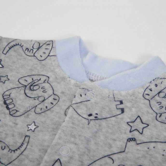 Babygrow Velour Grey Elephant 1m Babygrow Velour Grey Elephant 1m