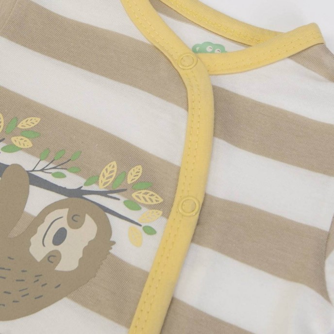 Babygrow Organic Cotton Cream Stripe Sloth 1m Babygrow Organic Cotton Cream Stripe Sloth 1m