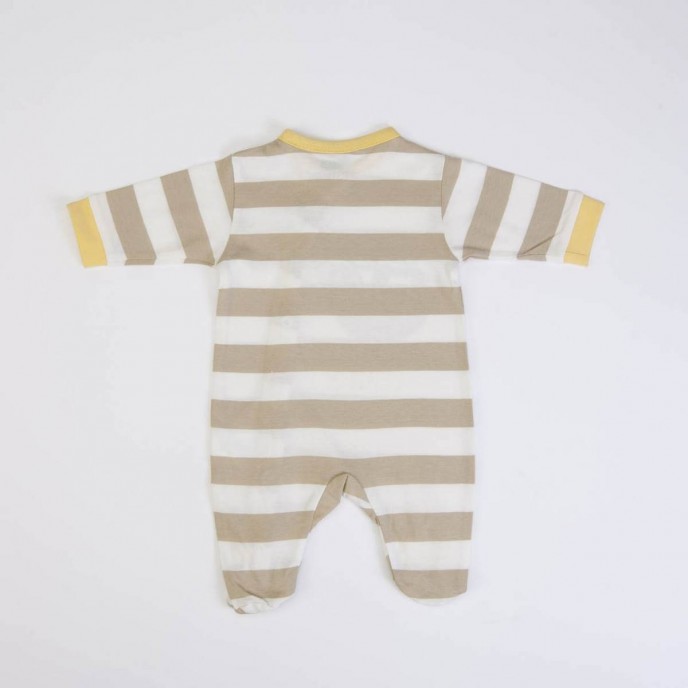 Babygrow Organic Cotton Cream Stripe Sloth 1m Babygrow Organic Cotton Cream Stripe Sloth 1m