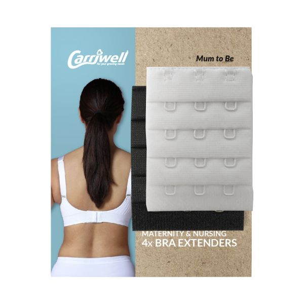 Carriwell Nursing Bra Extenders White/Black 4pk