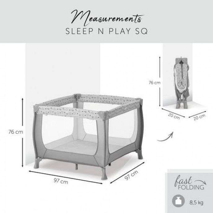 Hauck Sleep n Play SQ Nordic Grey including Sleeper SQ mattress